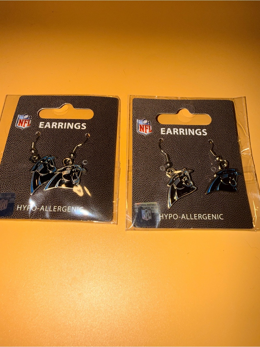 NFL Carolina Panthers Silver and Black Logo Dangle Earrings